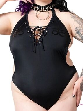 NWT Killstar Doro Monokini One-Piece Black Swimsuit Plus Size 4X